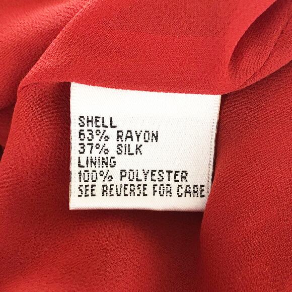 Talbots Womens Top Silk Blend Top 10W Orange Short Sleeve Soft Flowy - Picture 5 of 6